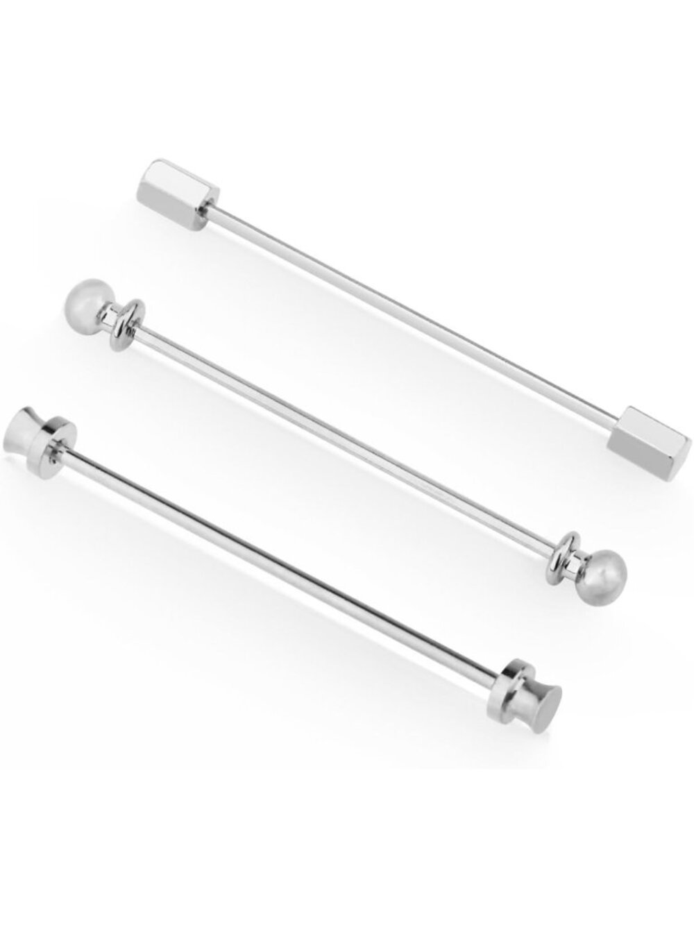 Stylish Men's Collar Bar Pins Clips Set - Silver & Gold Tone, 3 PCS Business